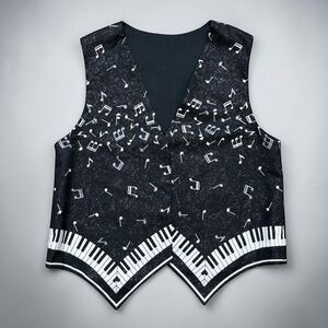 Handmade Piano Vest Keyboard Keys Music Notes Band Glitter S Small M Medium